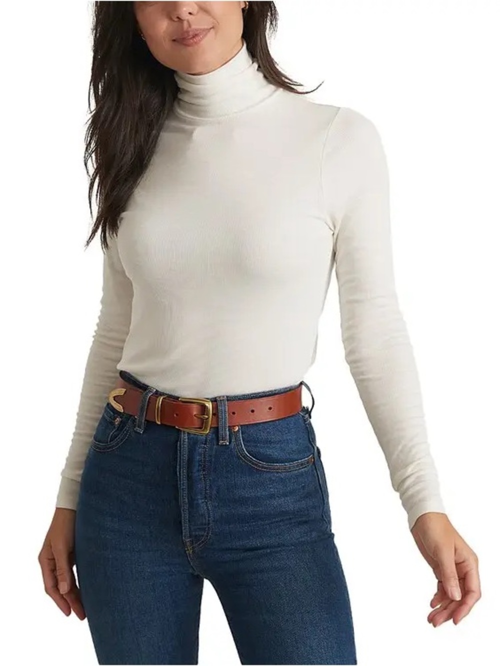 Marine Layer cream ribbed turtleneck